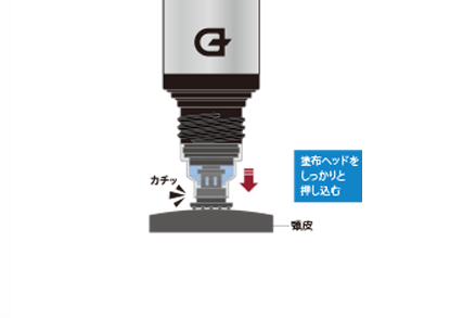 頭皮にカチッと押し込む