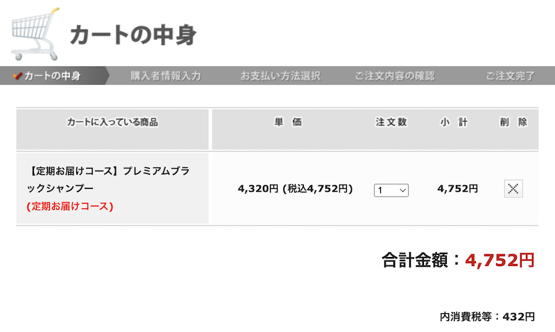 購入商品と支払い方法などの情報を入力して注文完了